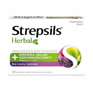Strepsils Herbal Bez czarny 24past