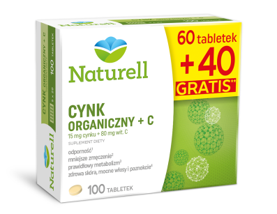 Naturell Cynk Organiczny + C  x 100tabl